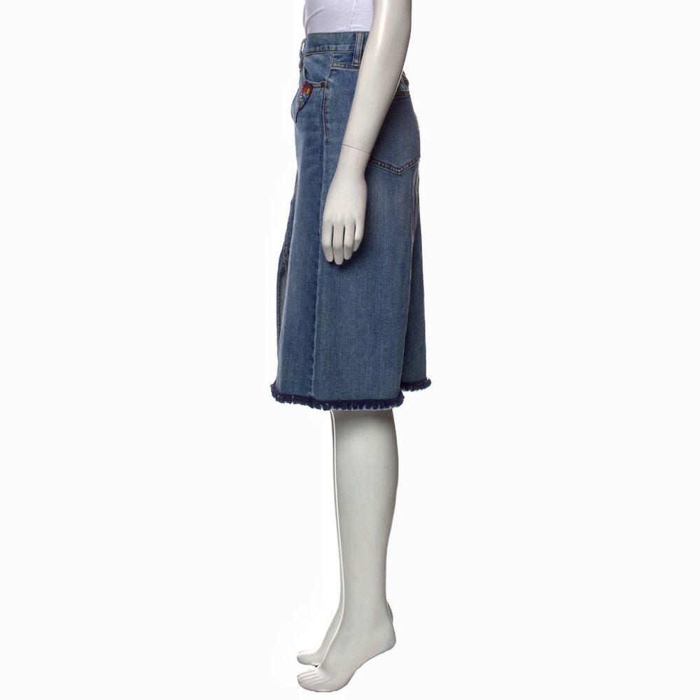 NEW Tory Burch Floral Embroidered Denim Jeans Midi Skirt Small / S / 4 - Picture 4 of 4